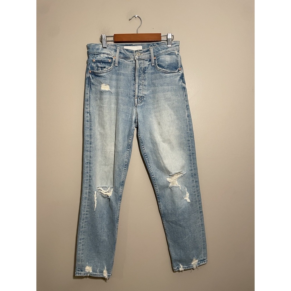 MOTHER The Tomcat Jeans in The Confession Wash Blue Distressed Size 26 USA Made - Picture 2 of 13